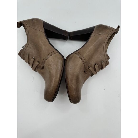 Frye Marissa Brown Leather Lace-Up Heeled Oxford Size 6.5 M Shoes - Picture 4 of 10